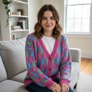 V ery J button down long sleeve cardigan Sz L White